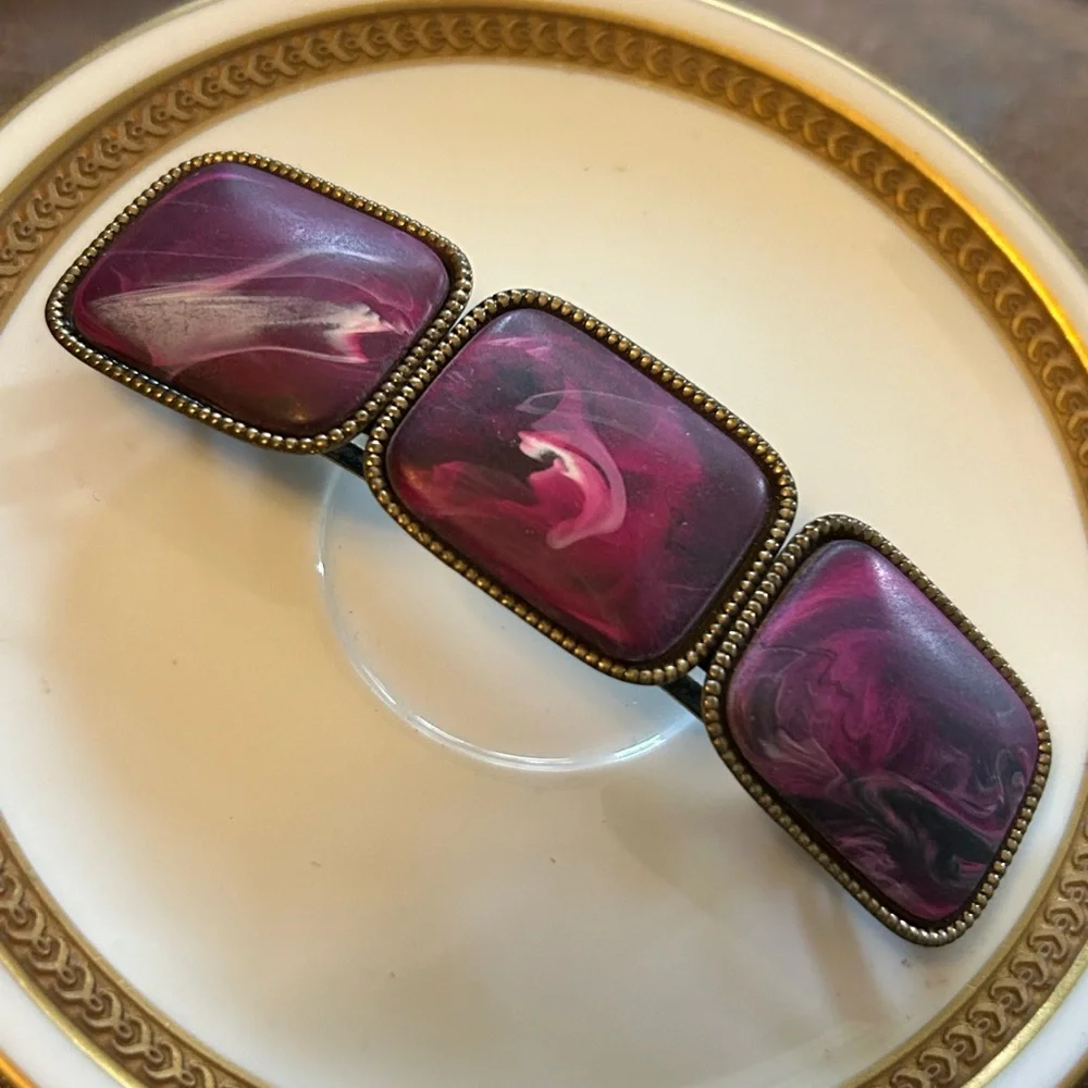 Vintage Marbled Berry Barrette